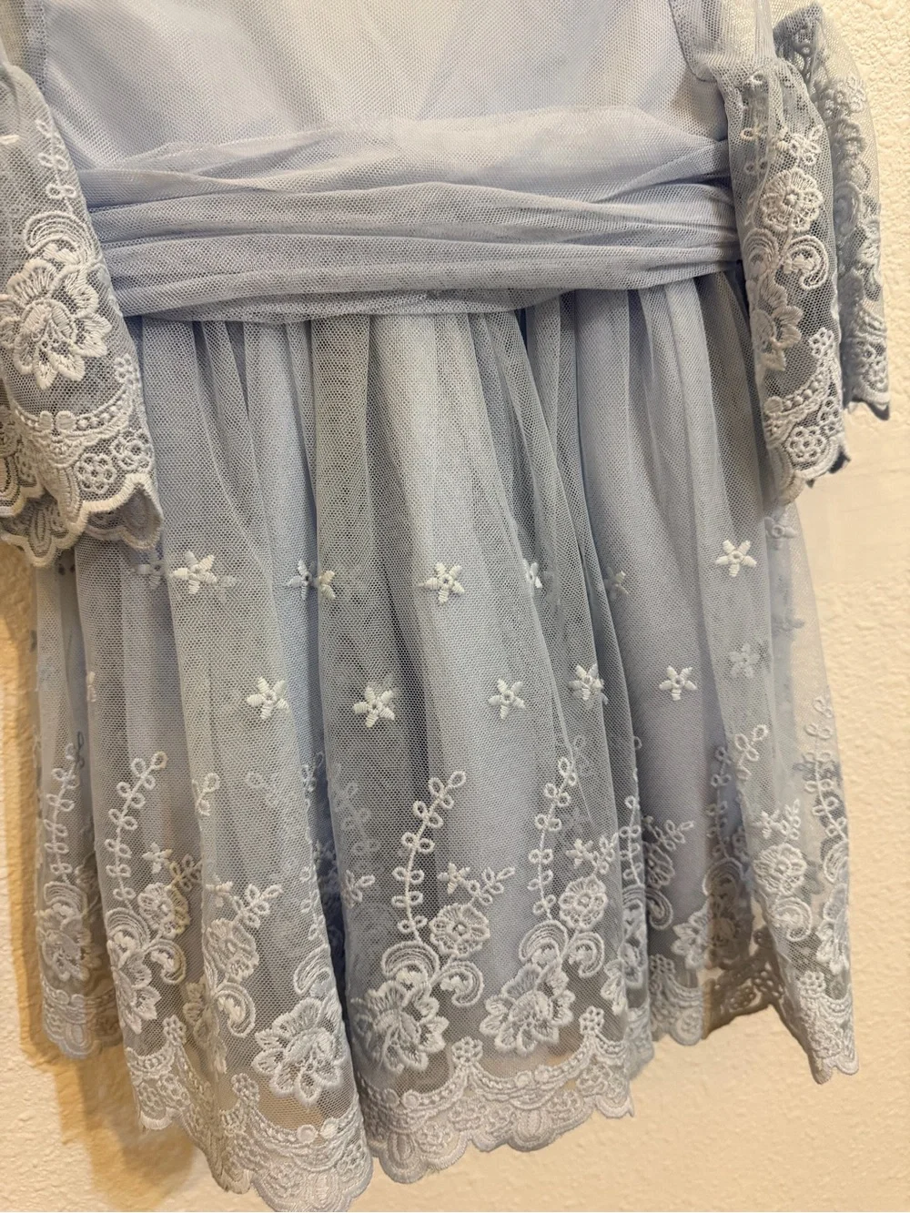Girls Powder Blue Lace & Tulle Formal Dress party holidays floral design